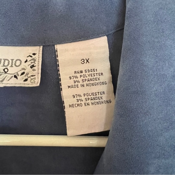 Vintage Blue Short Sleeve Button-Up Belted Maxi Dress Size 3X - Picture 3 of 7